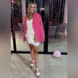 White fringe feather party dress